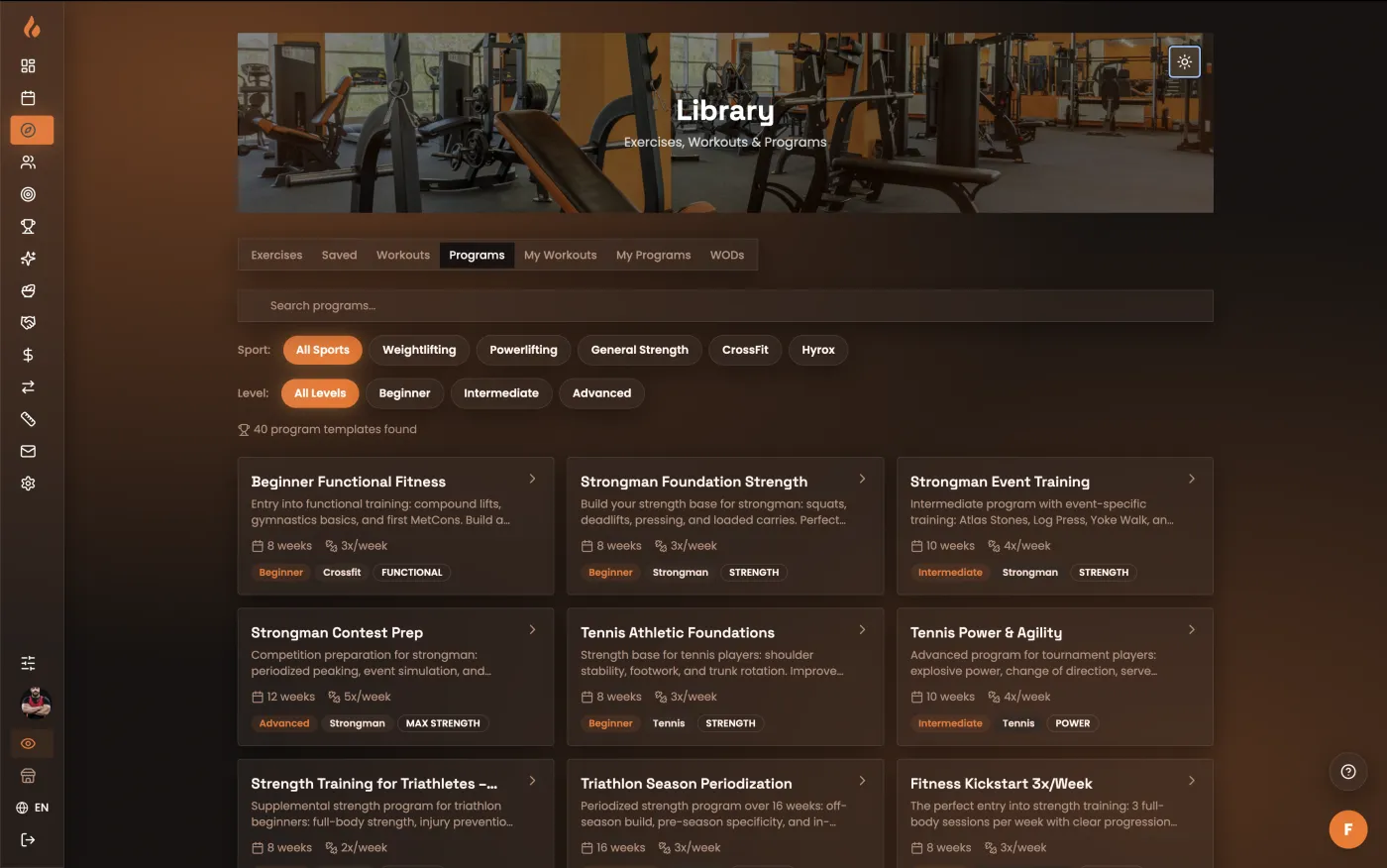 Building a programme from the exercise library
