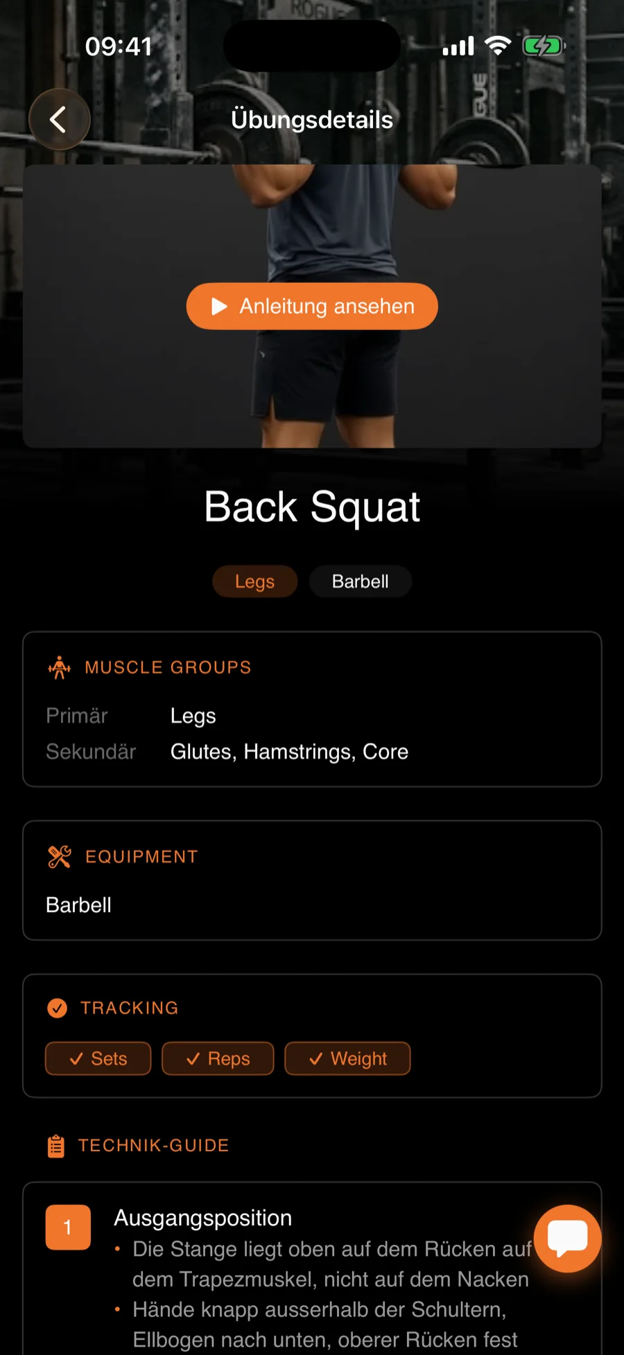 Spieler-App: Übung mit Video-Anleitung und Technik-Guide